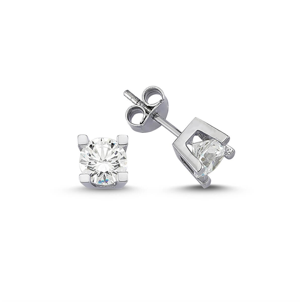 Tektaş Gümüş Swarovski Taşlı Küpe