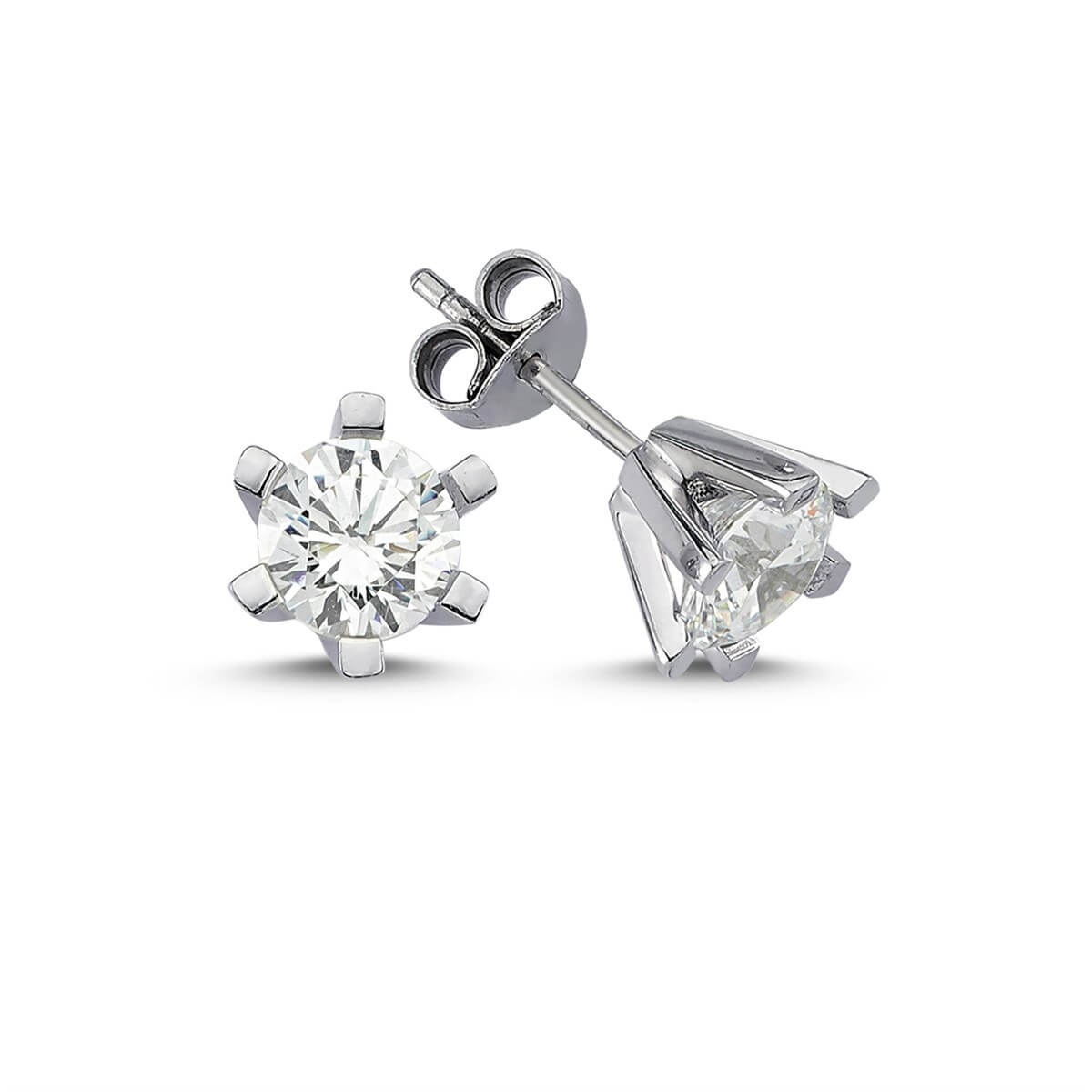 Tektaş Gümüş Swarovski Taşlı Küpe