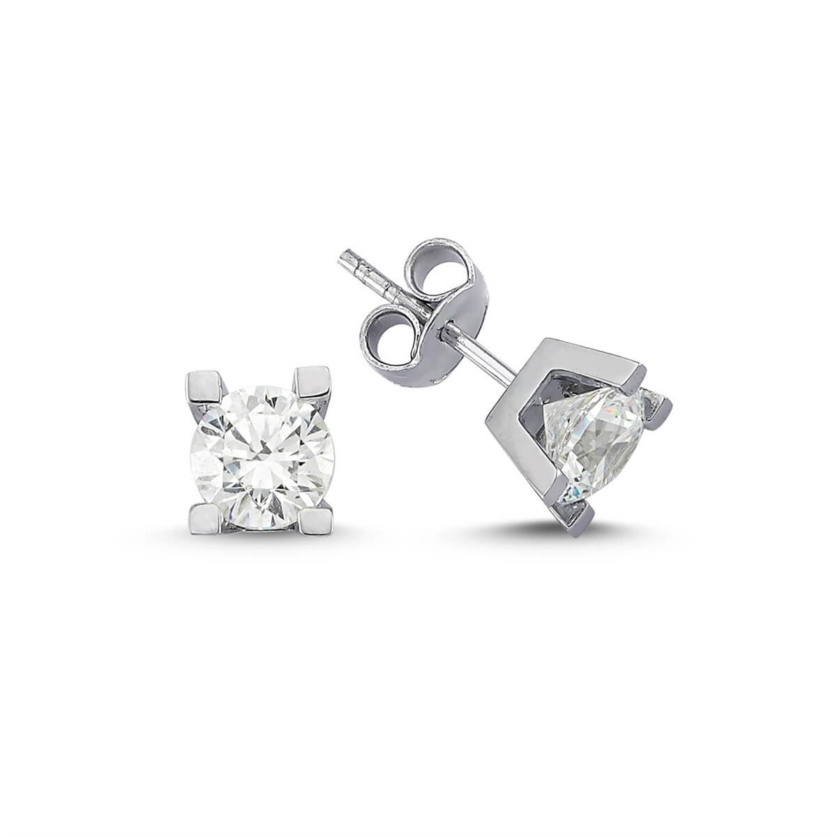 Tektaş Gümüş Swarovski Taşlı Küpe