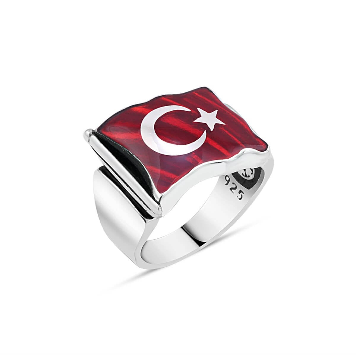 Türk Bayrağı Figürlü Gümüş Yüzük