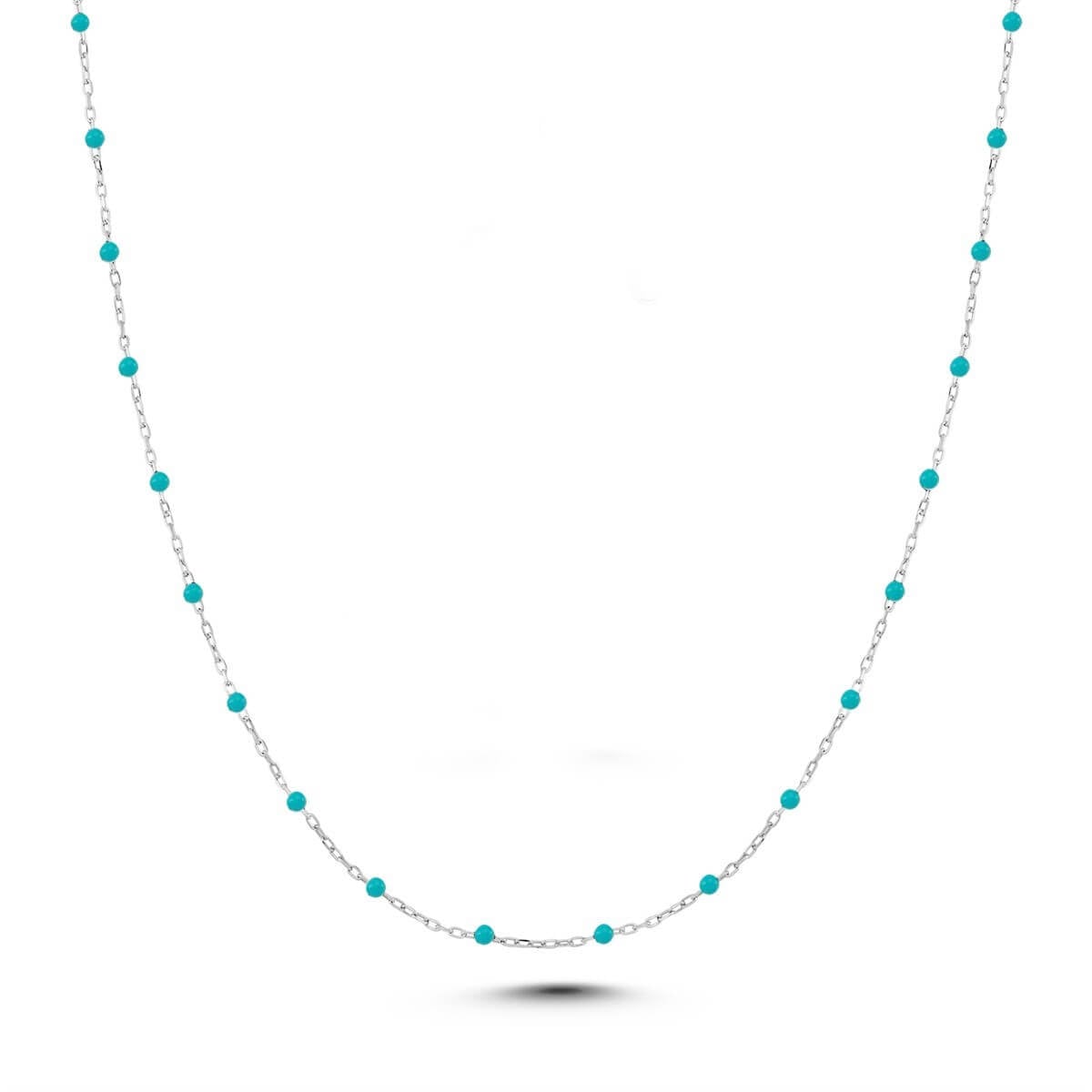 Turkuaz Mineli Gümüş Kolye