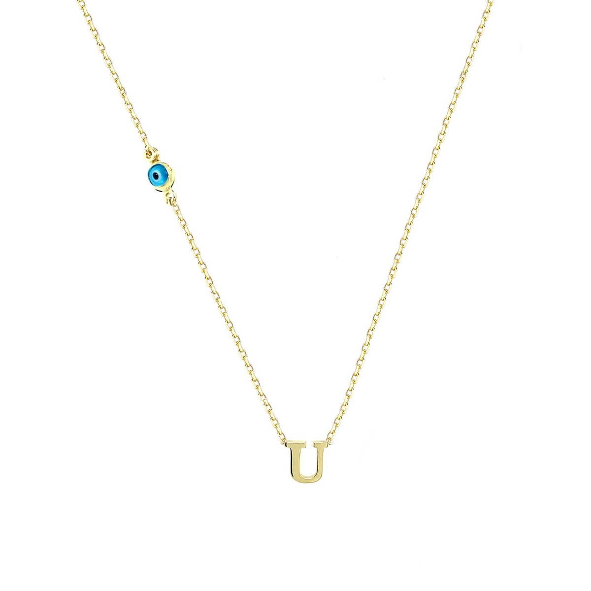 U Harfli Nazar Boncuklu Altın Kolye KLA 209 01 00 0U