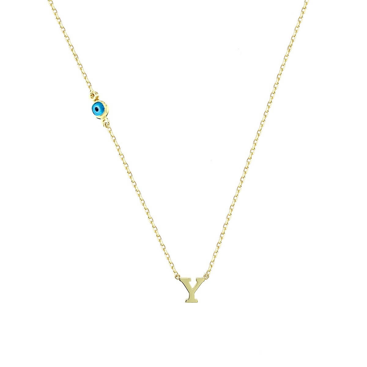 Y Harfli Nazar Boncuklu Altın Kolye KLA 209 01 00 0Y