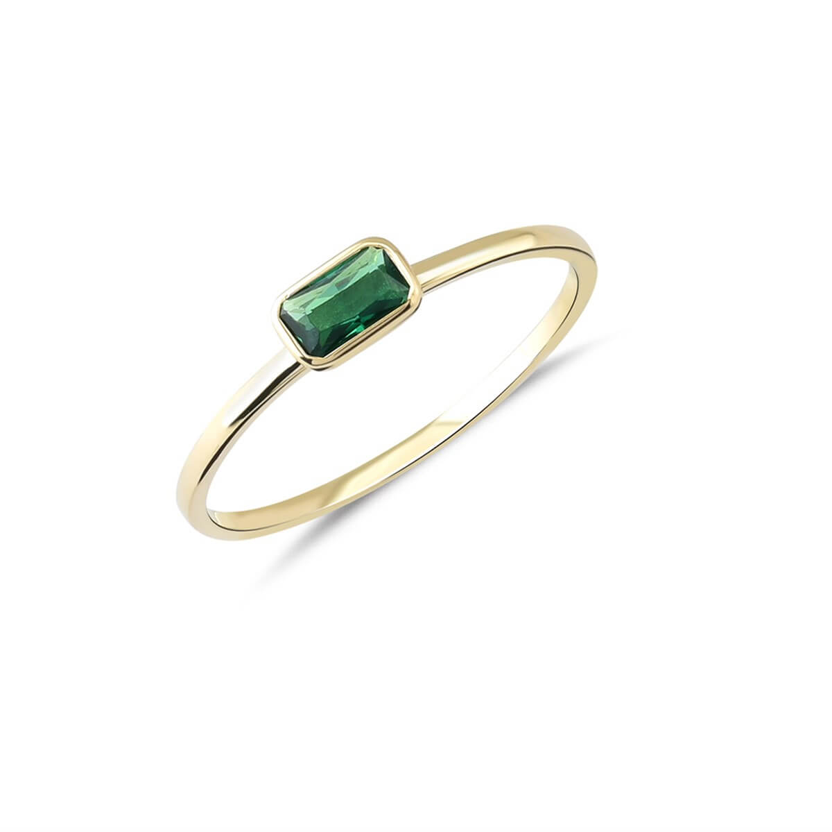 Zümrüt Renkli Altın Tektaş Yüzük YZA 104 01 21 00