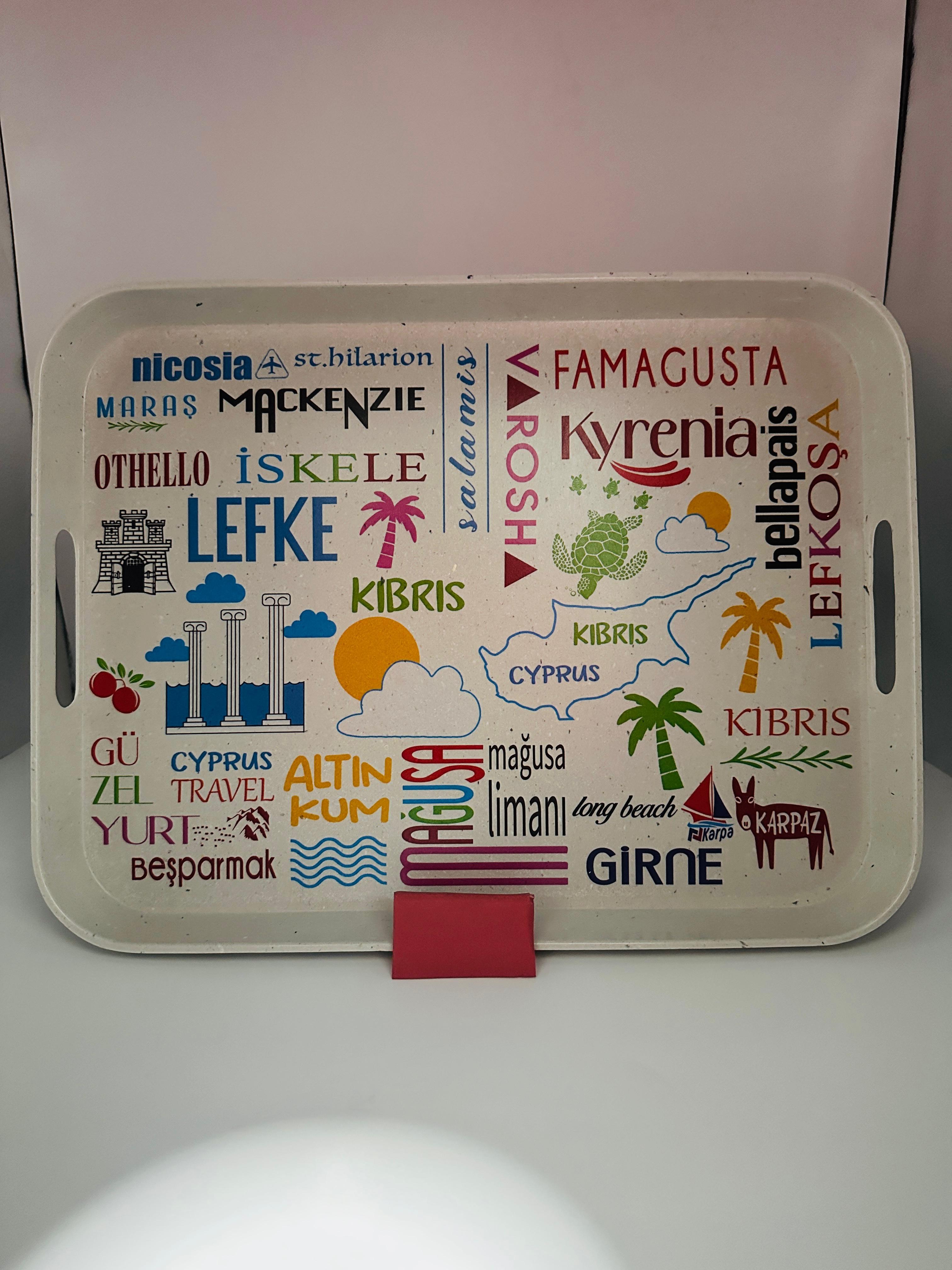 ADA TEMALI DİKKENARLI TEPSİ MELAMİN 39X30CM GRANİT