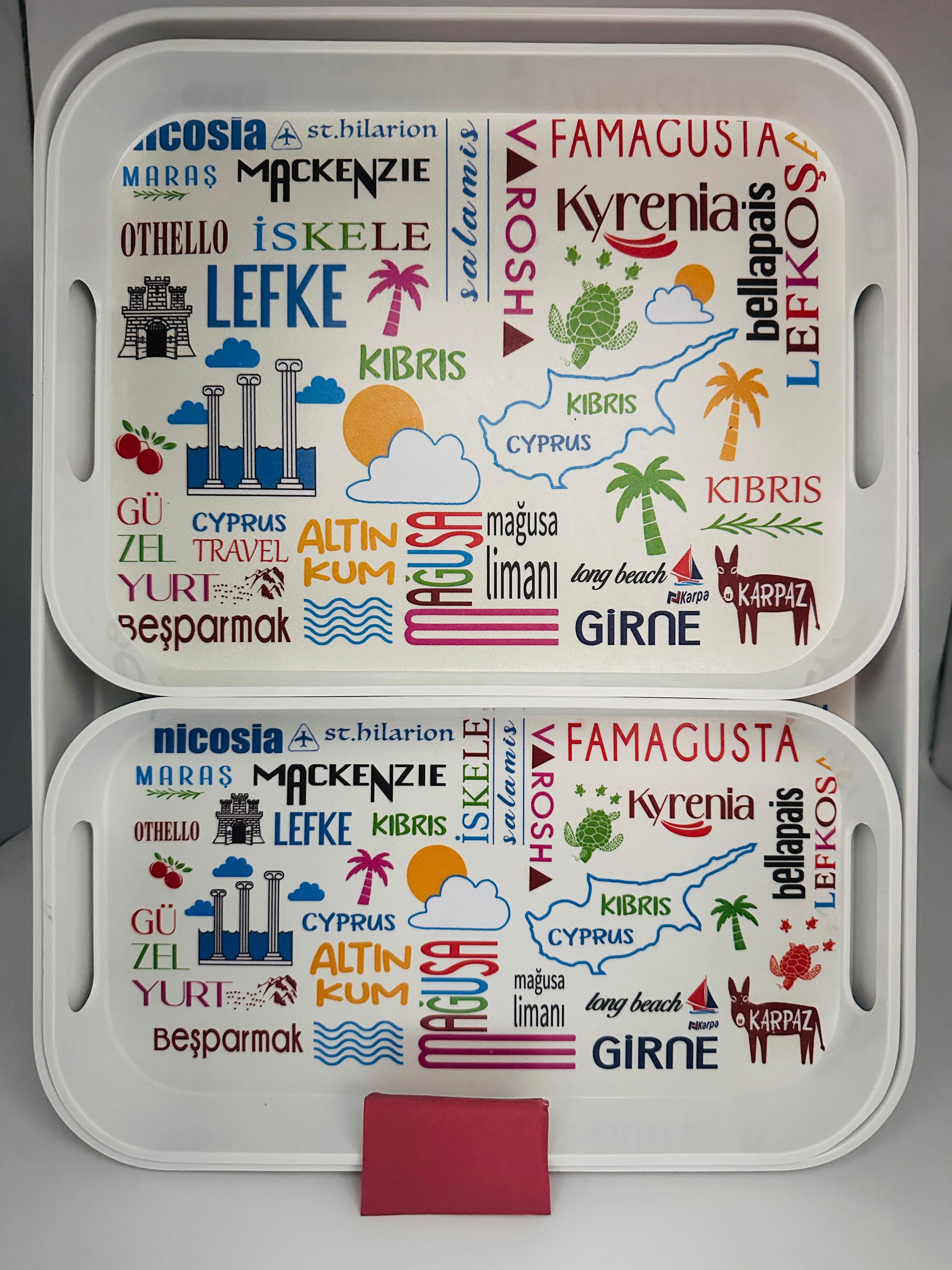 ADA TEMALI DİKKENARLI TEPSİ MELAMİN SET 3LÜ LÜX