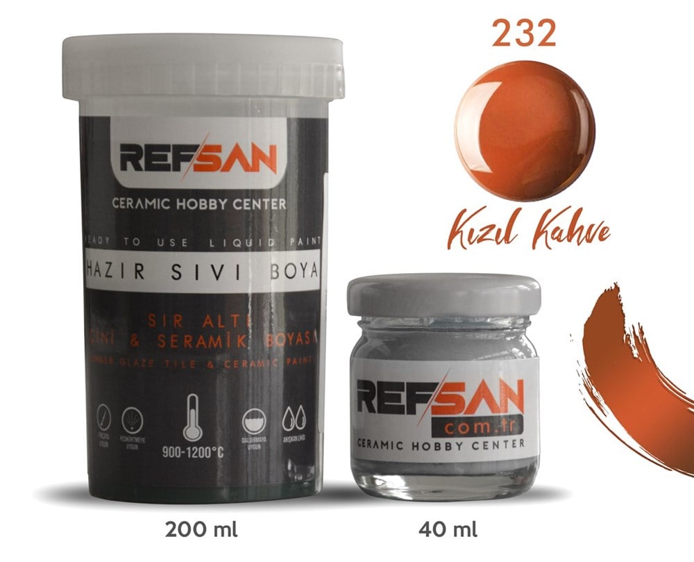 RF HAZIR SERAMİK BOYASI KIZIL KAHVE 40CC