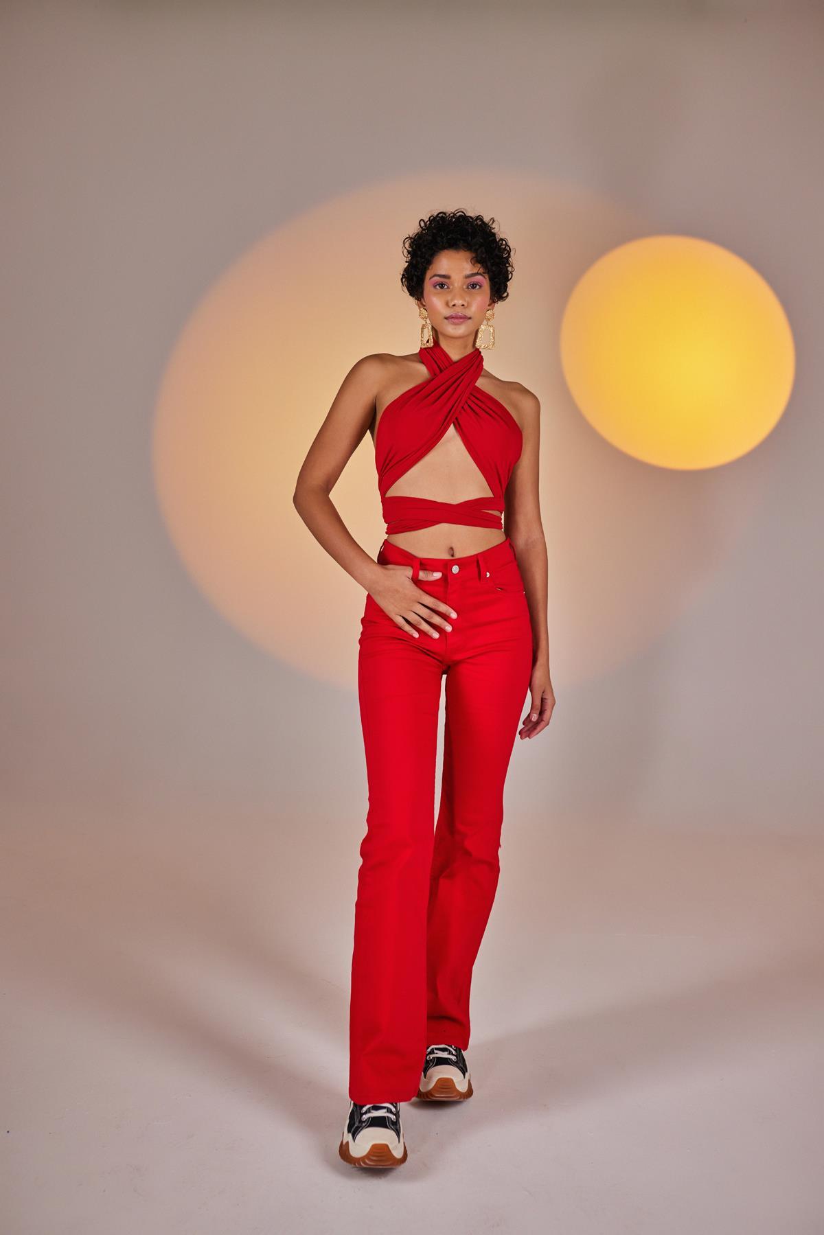 Alert Jean Pantolon Kırmızı