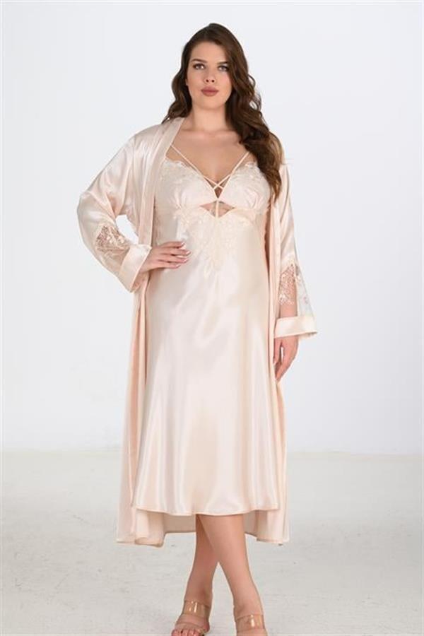Aria's Closet 2li Fildişi Sabahlık Takımı Bigsize 6222