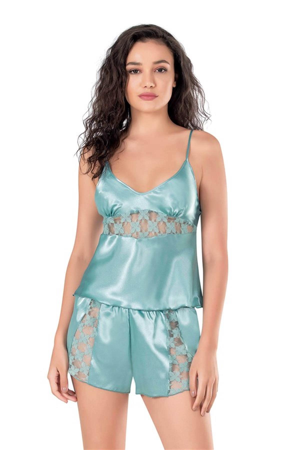 Markano Aqua Satin Babydoll Shorts Team