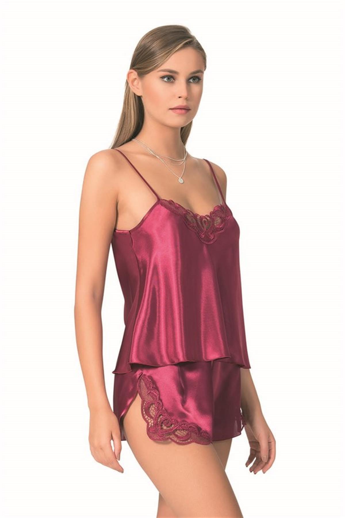 Markano Burgundy Satin Babydoll Shorts Team