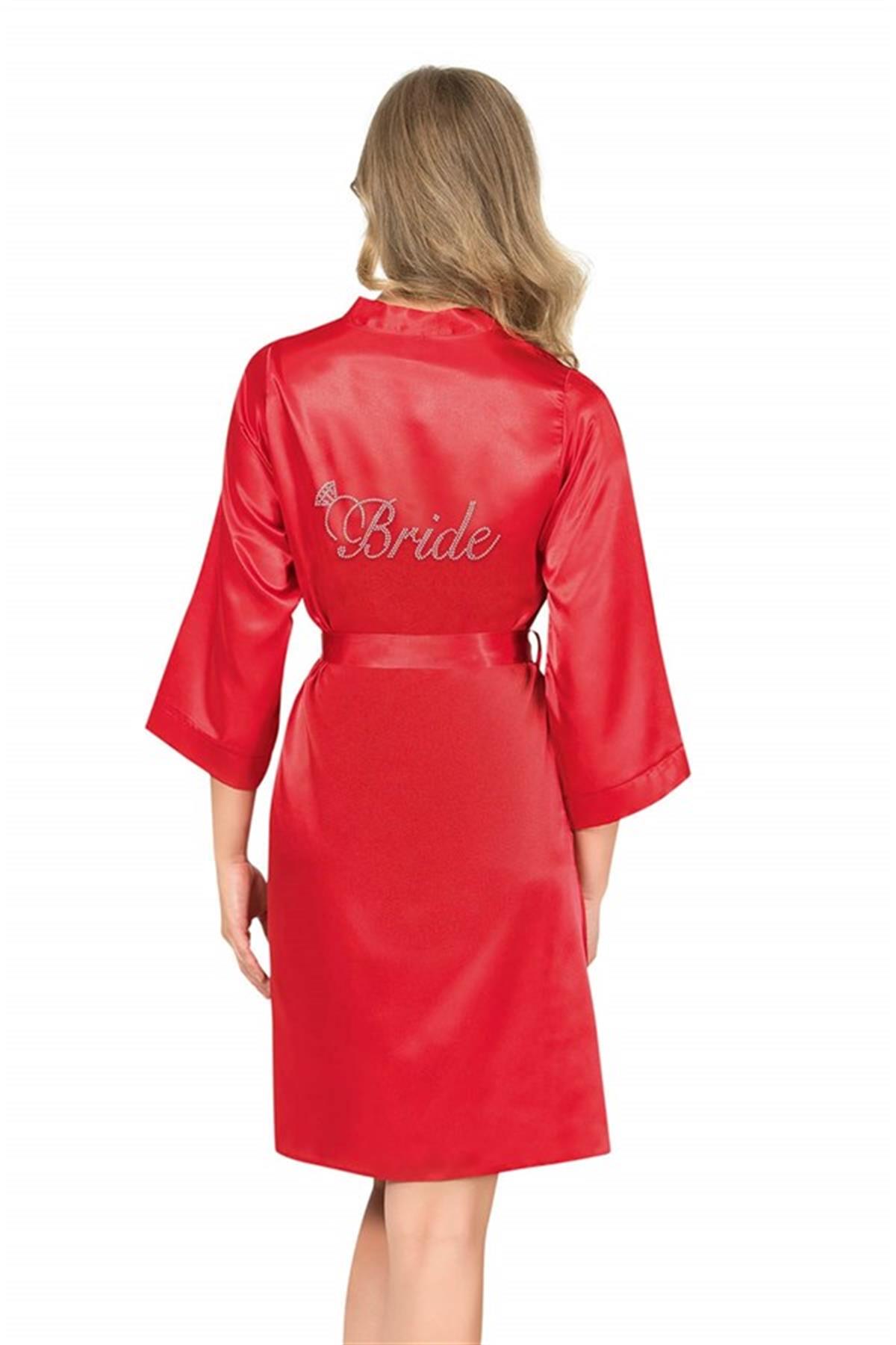 Markano Roter Kurzer Satin-BrautPurpurgenmantel