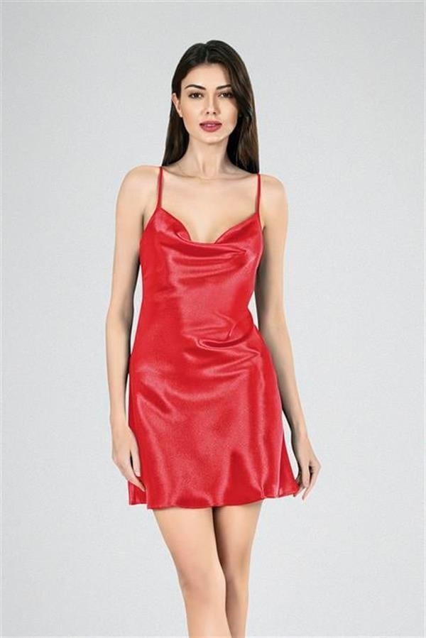 Aria's Closet Kısa Gecelik Degaje  Kırmızı 7740