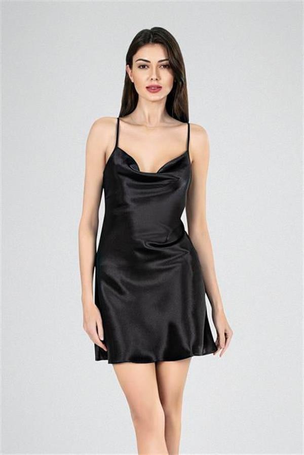 Aria's Closet Kısa Gecelik Degaje Siyah 7740