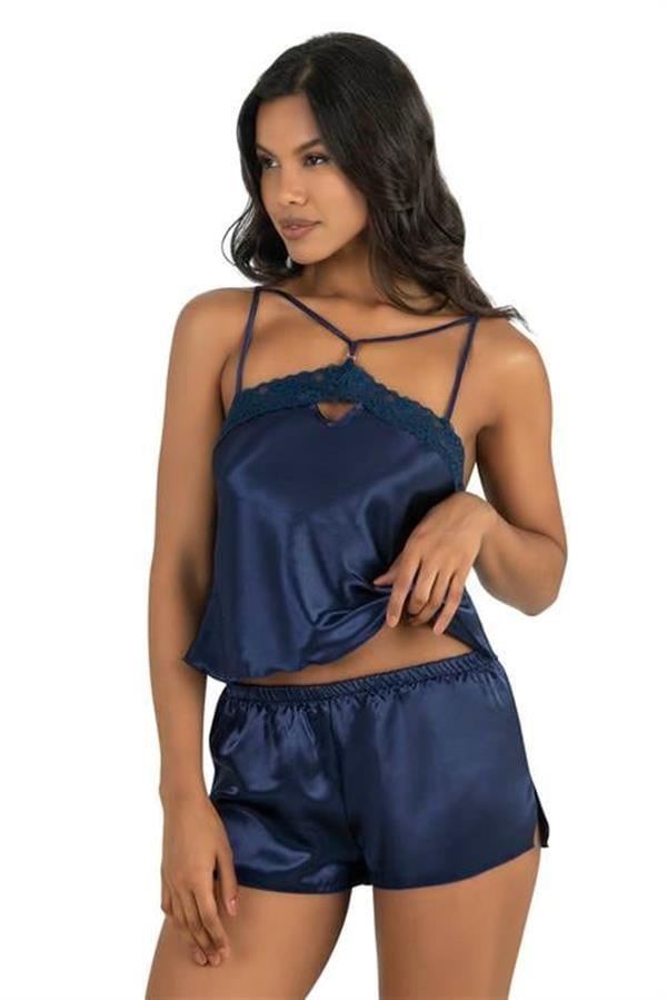 Aria's Closet Lacivert Saten Şort Takımı