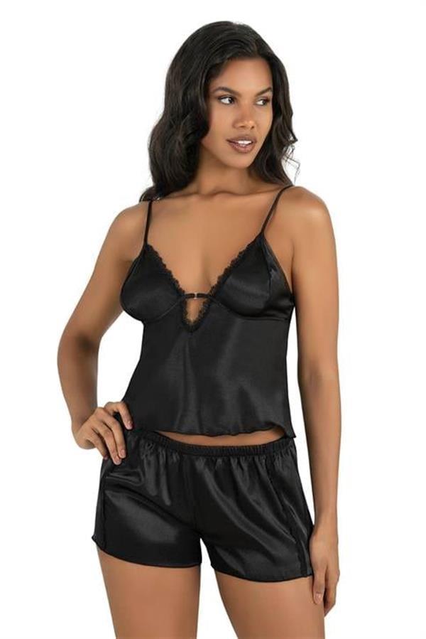 Aria's Closet Siyah Saten Şort Takımı 9207