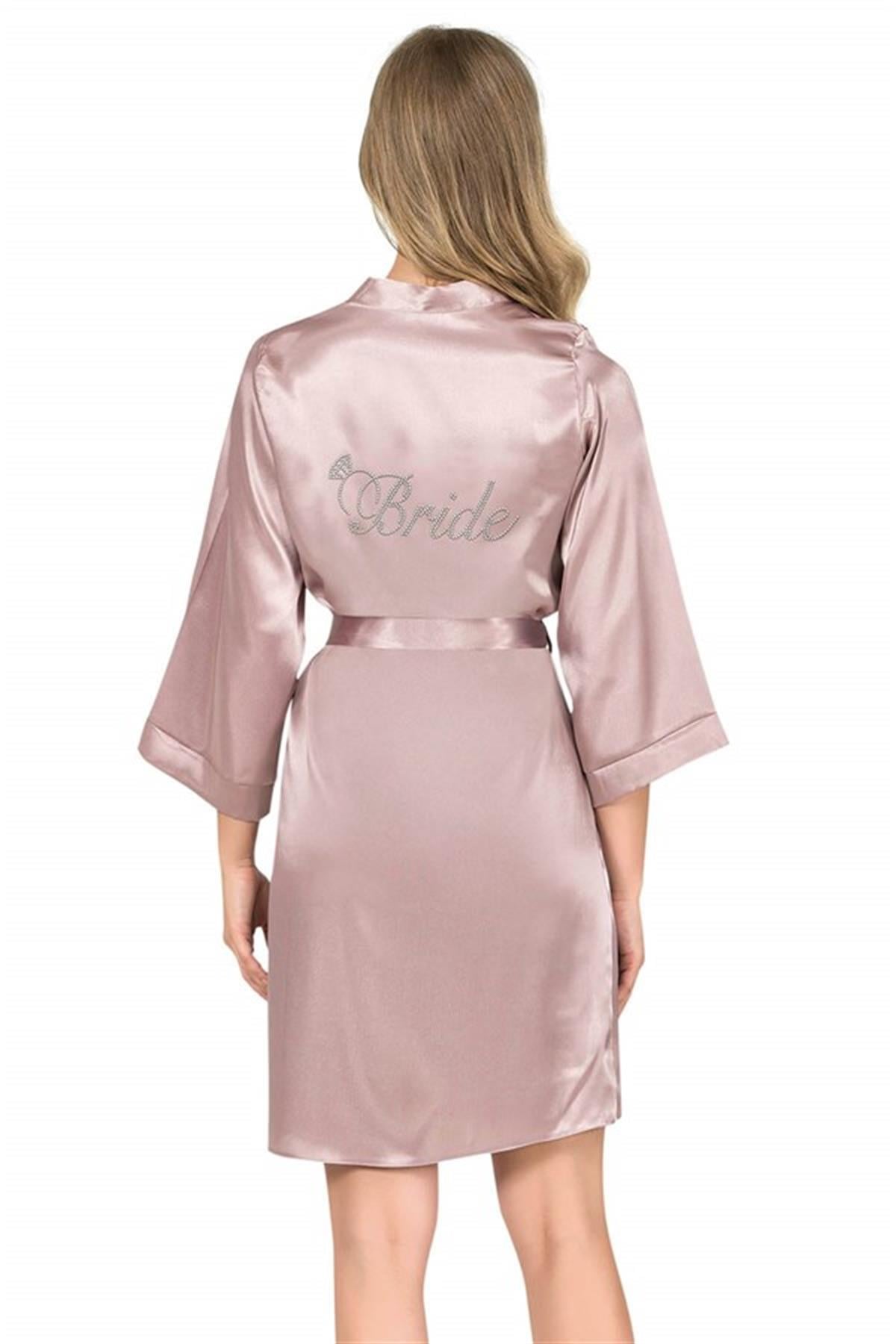 Markano  Vizon Kısa Saten Bride Sabahlık