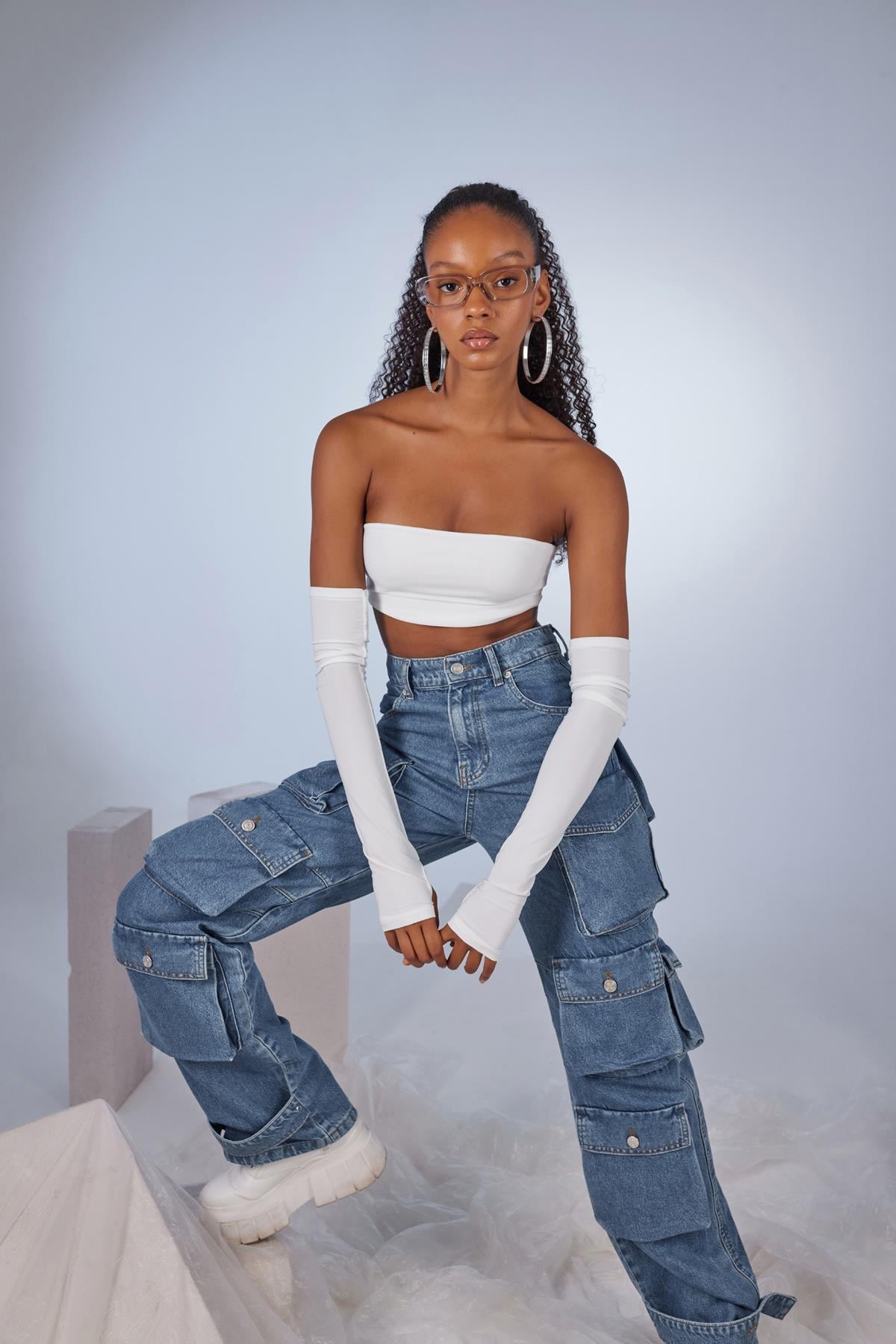 Cargo Jean Pantolon Mavi