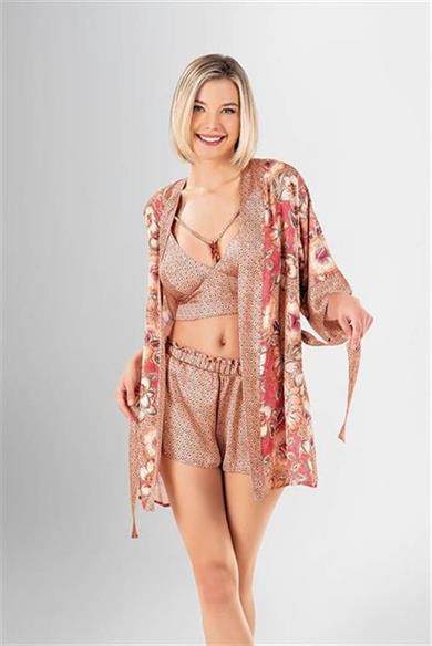 Aria's Closet 3'lü Şort Takımı Desenli