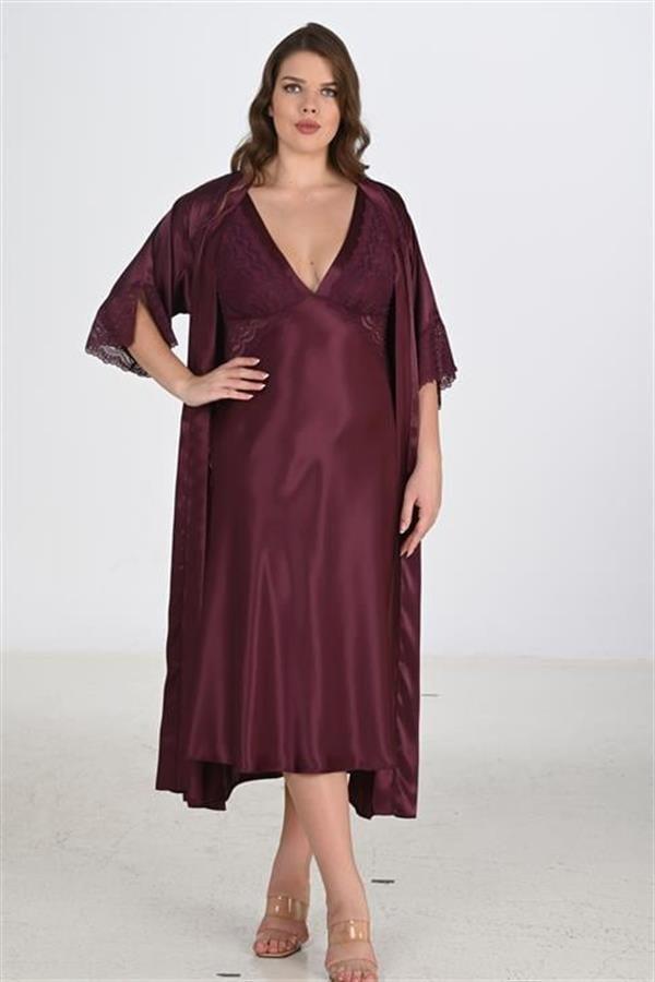 Aria's Closet 2li Mürdüm Sabahlık Takımı Bigsize 6223