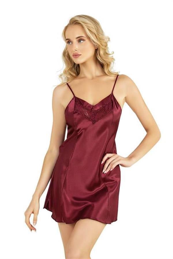Aria's Closet Bordo Kısa Saten Gecelik 8231