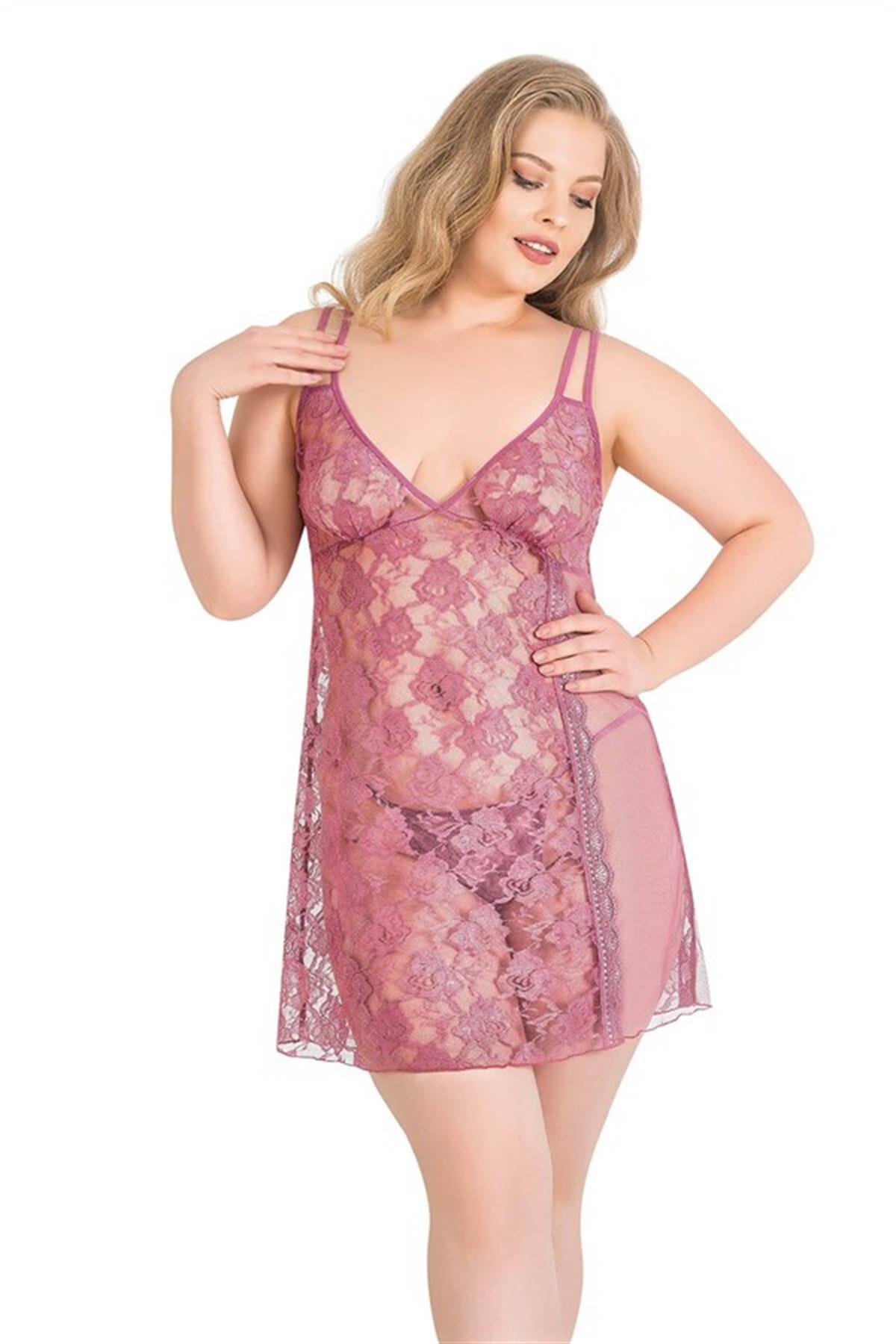 Markano Plus Size Rose Dry Kurzes Tüll-Nachthemd