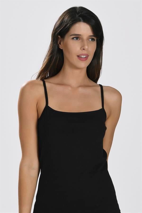 Aria's Closet İp Askılı Siyah Ribana Atlet