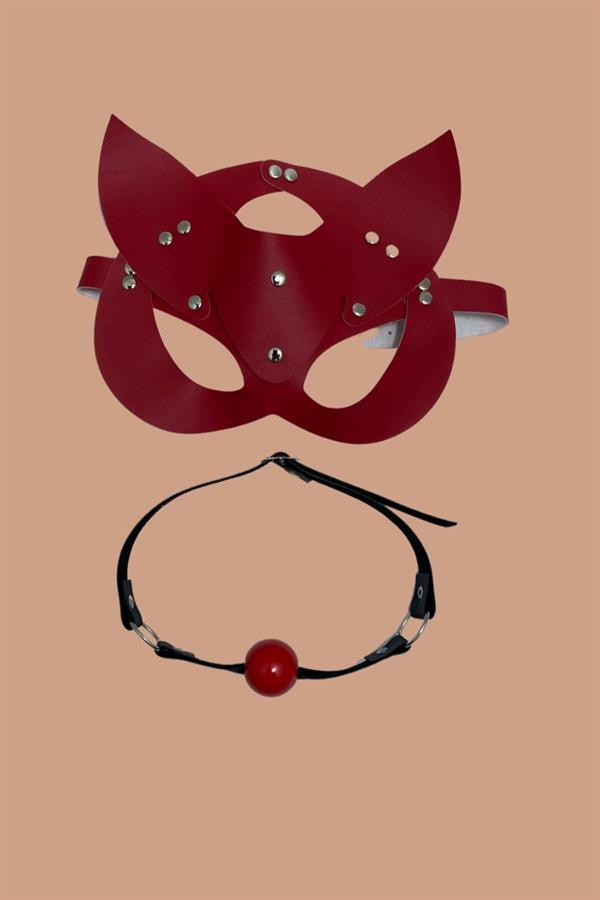 Markano Rote Ledermaske und Maulkorbgeschirr Zubehör
