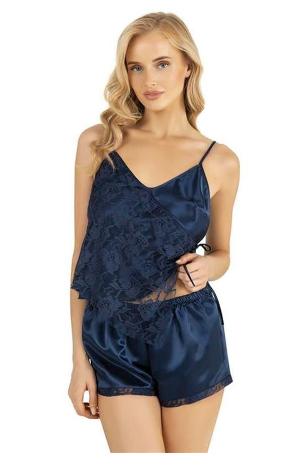 Aria's Closet Lacivert Saten Şort Takımı 9204