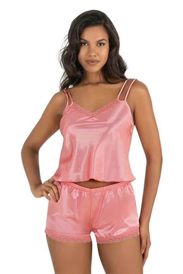 Aria's Closet Mercan Saten Şort Takımı 9210