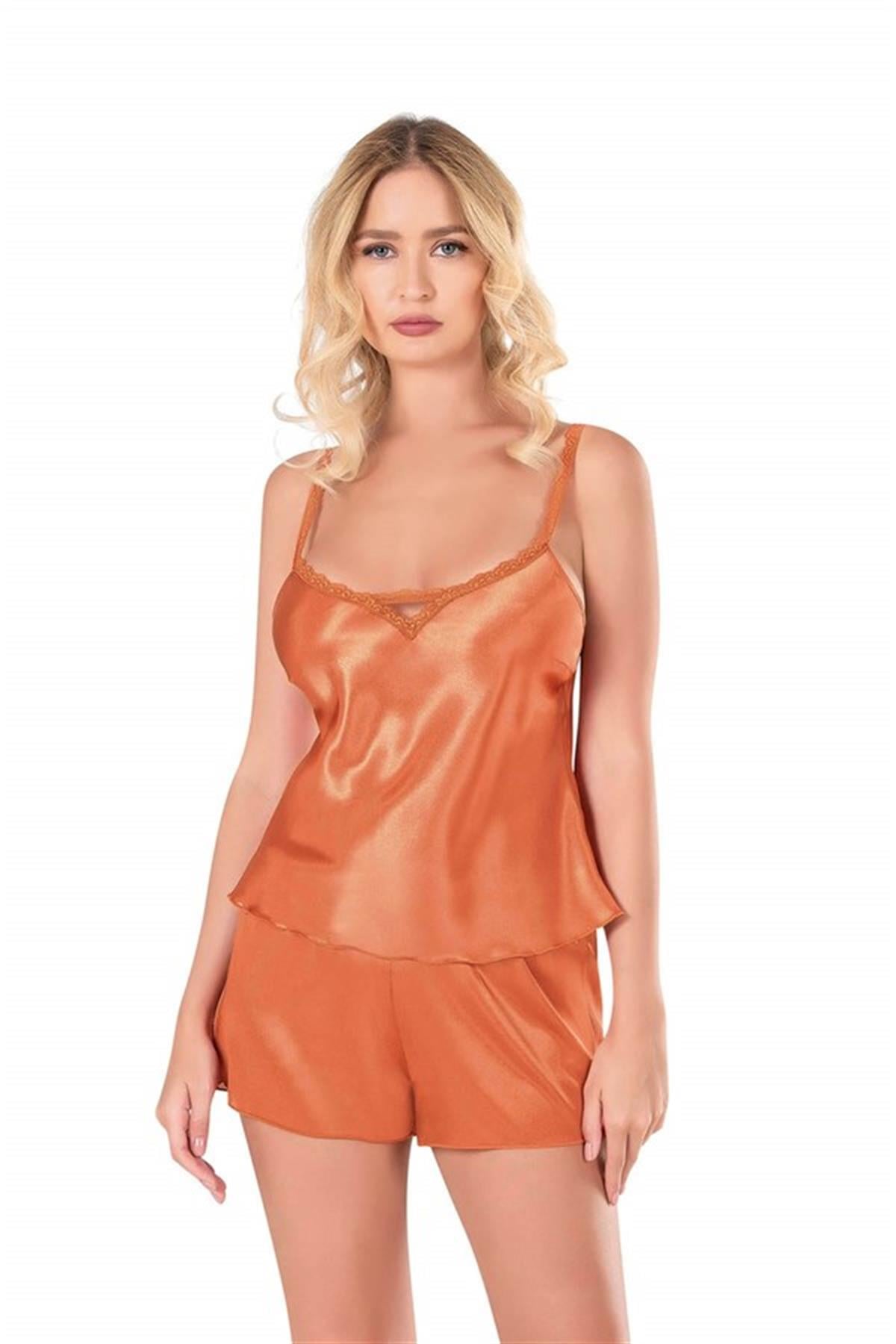 Markano Orange Satin Babydoll Shorts Team