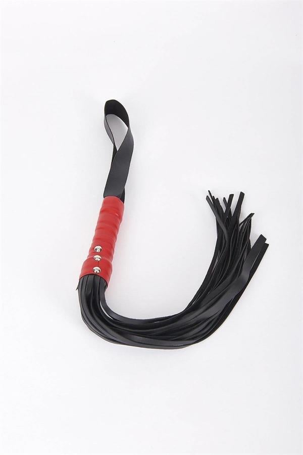 Markano Leder Damenpeitsche Schwarz Rot 