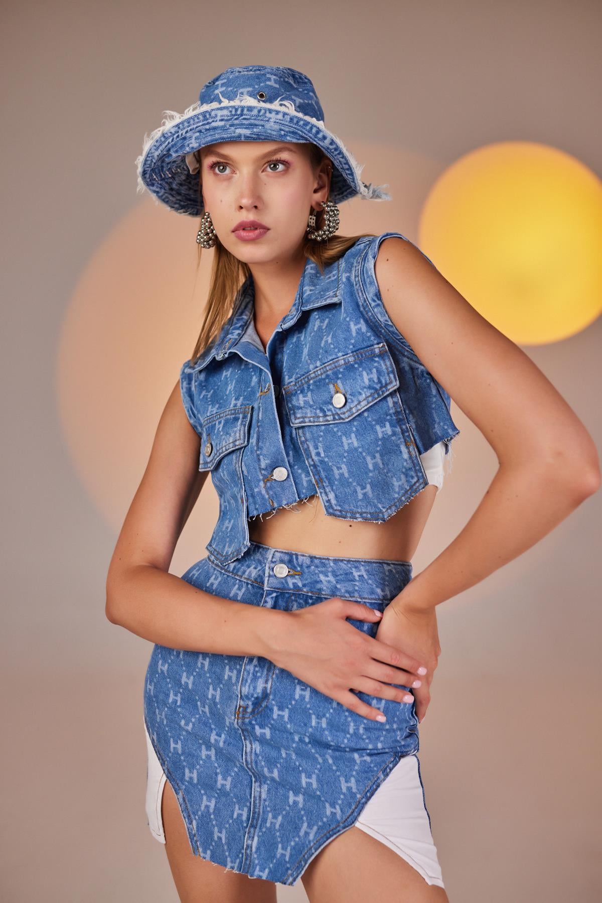 Markano H Print Weste Blau