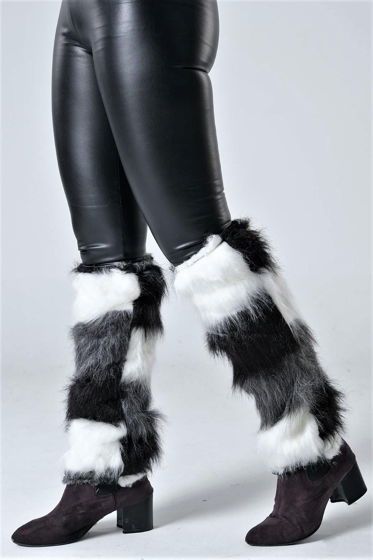Markano Schwarz-weiß gestreifte Plüsch-Leggings