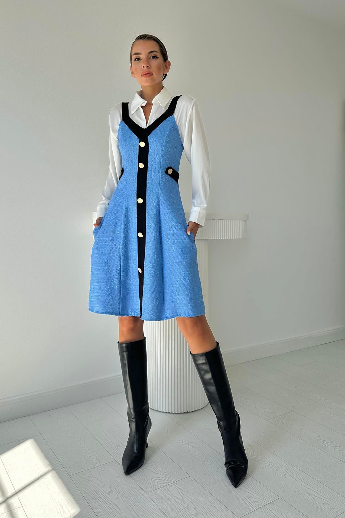 Süs Cepli Askılı Elbise