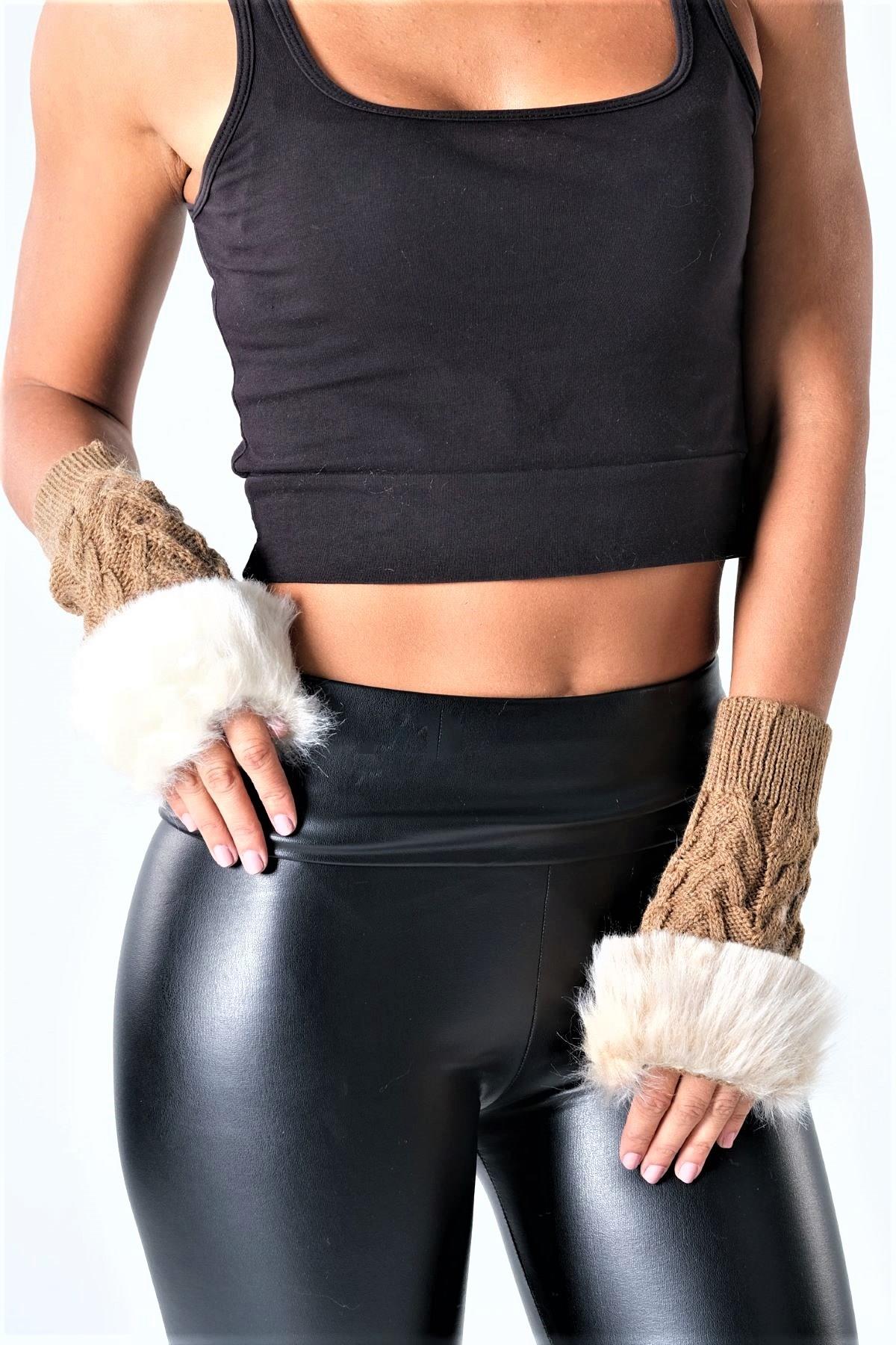 Markano Nerz Schafsfell Wolle Fingerlose Handschuhe