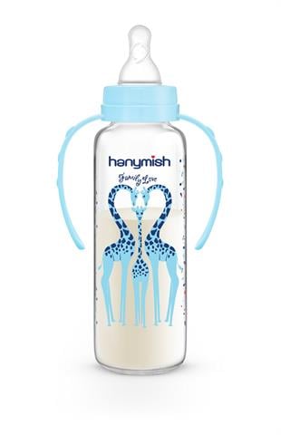 HANYMİSH 402 BİBERON CAM KULPLU 240ML. 0-6AY
