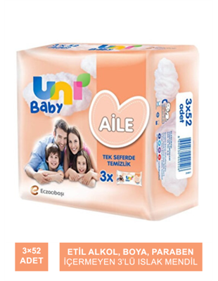 UNİ BABY ISLAK HAVLU AİLE 3X52 