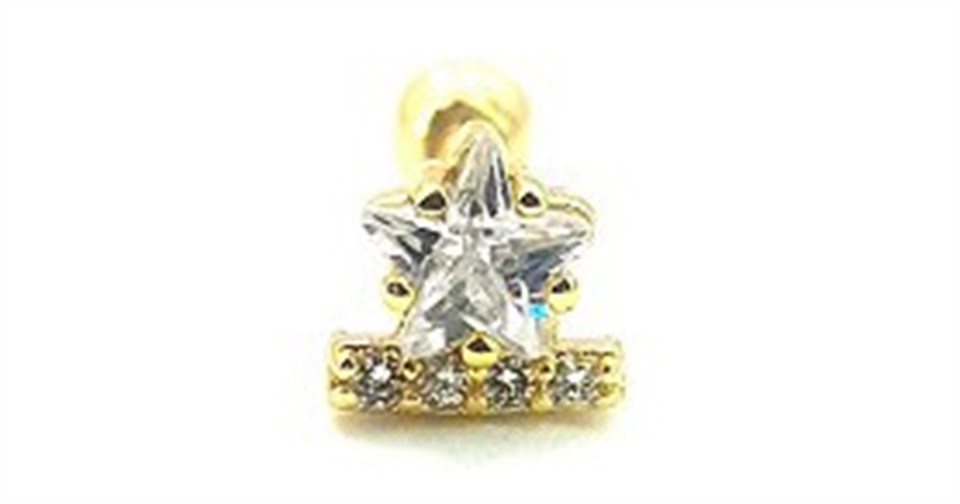 ​​​​​​​​​​​Welch Baget Taşlı Yıldız Çelik Tragus Piercing