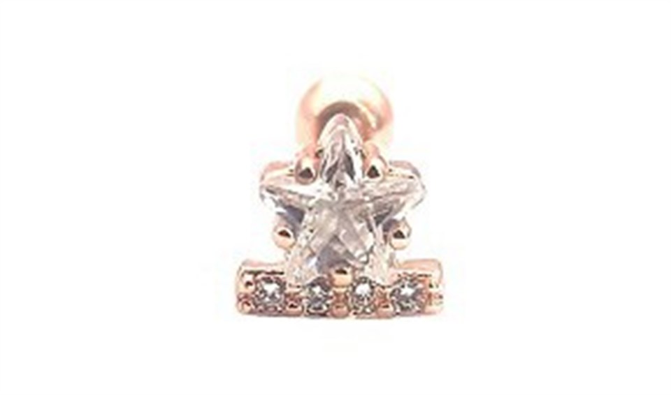 ​​​​​​​​​​​Welch Baget Taşlı Yıldız Çelik Tragus Piercing
