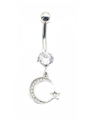 ​​Welch Çelik Taşlı Ay Yıldız Piercing