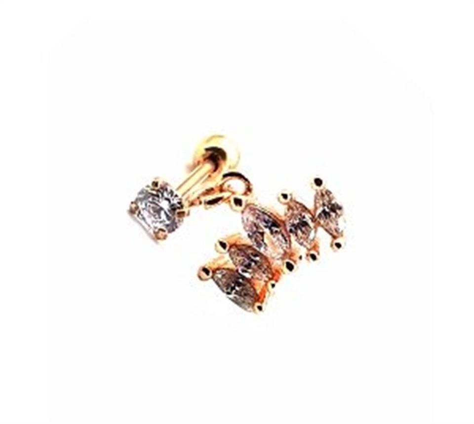 ​​​​​​​​​​​​​​Welch Çelik Tragus Baget Taşlı Piercing