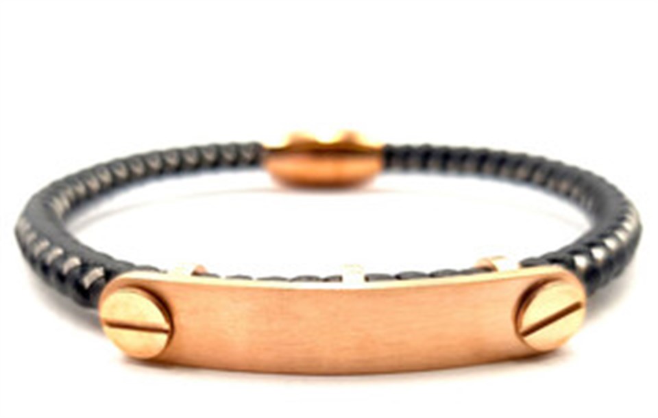 ​​​​​Welch Mens Steel Leather Bracelet