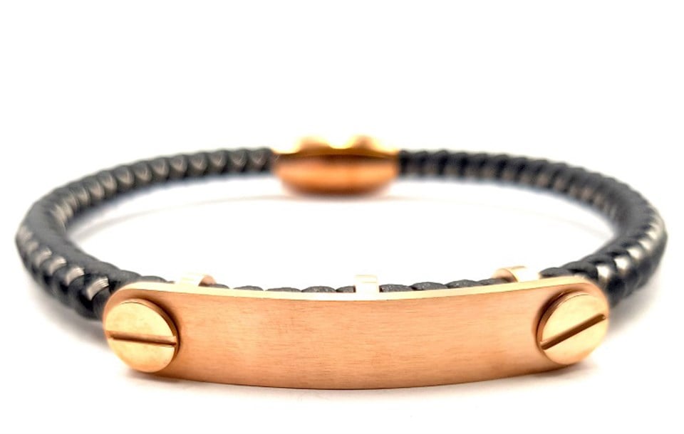 ​​​​​Welch Mens Steel Leather Bracelet