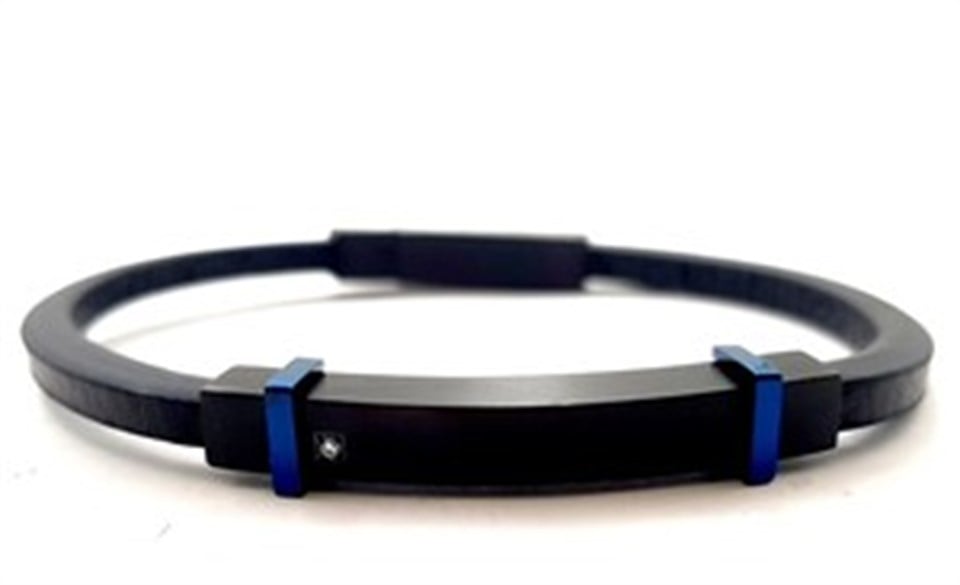 ​​​​Welch Mens Steel Stone Leather Bracelet