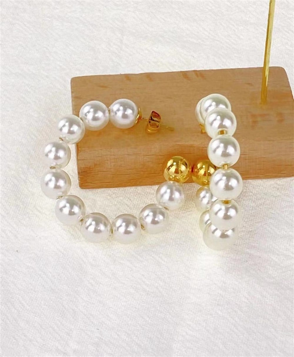 ​​​​​​​Welch Gold Çelik Halka İnci Küpe