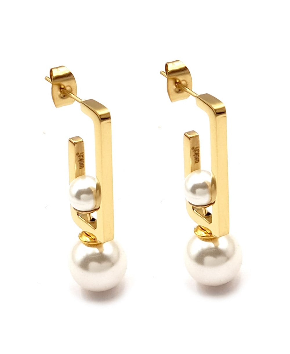 ​​​​​​​Welch Gold Çelik İncili Kare Küpe