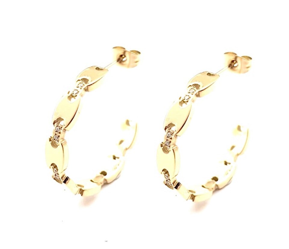 ​​​​​​​Welch Gold Çelik Taşlı Halka Küpe