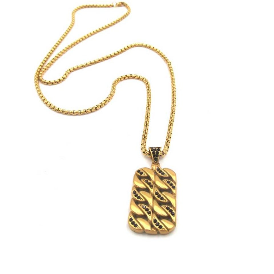 ​​Welch Taşlı Gold  Unisex Çelik Kolye