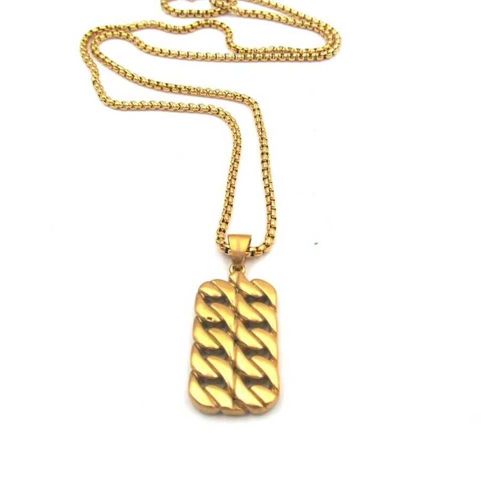 ​​Welch Taşlı Gold  Unisex Çelik Kolye